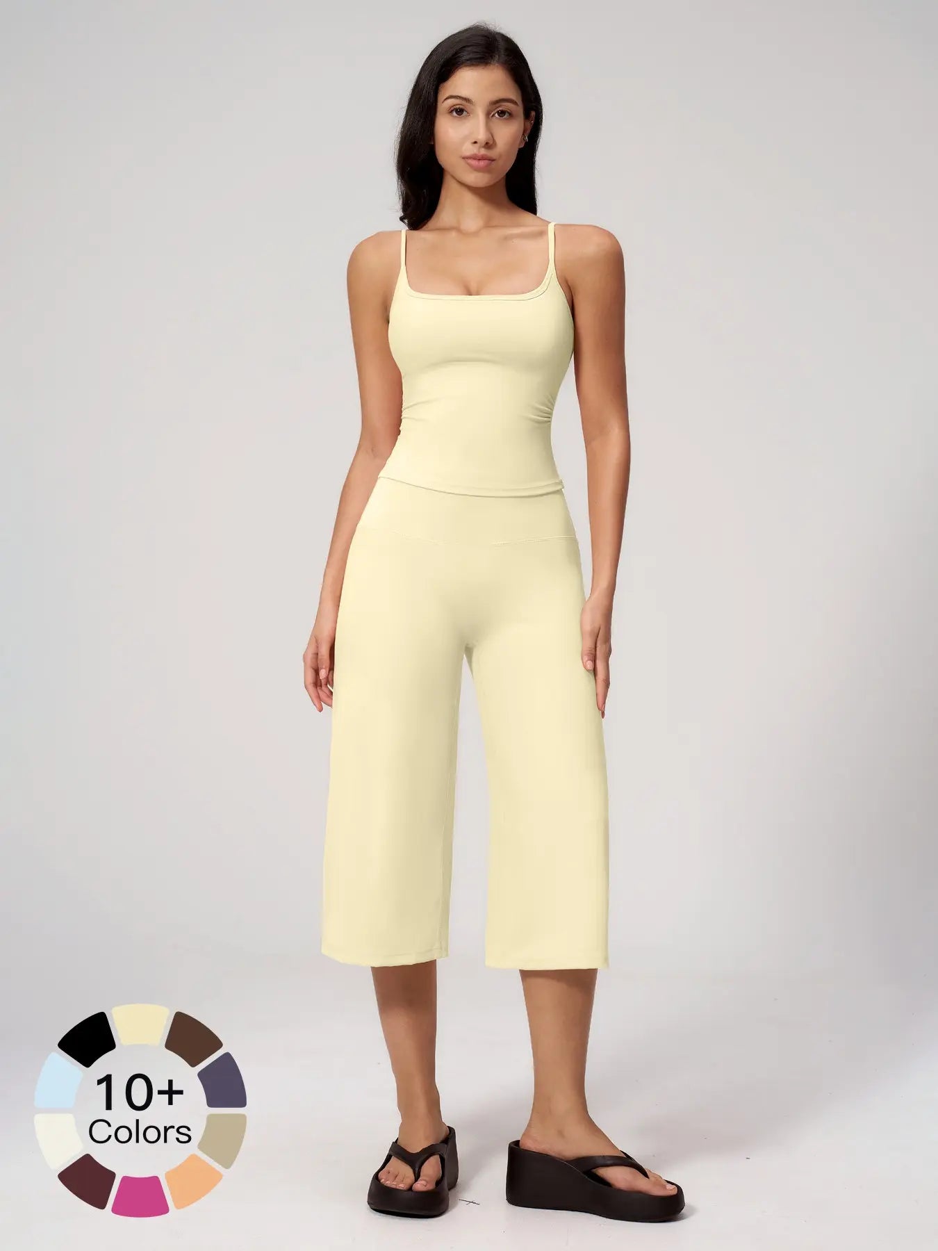 New Yoga Tank Top High Waist Quick-Dry Casual Mid-Length Pants Running Outdoor Yoga Set for Women, Comfortable and Stylish Activewear