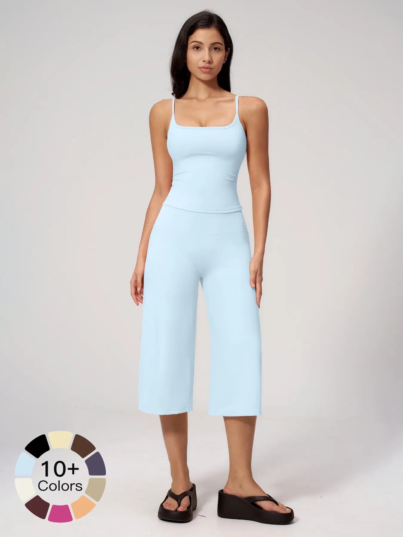 New Yoga Tank Top High Waist Quick-Dry Casual Mid-Length Pants Running Outdoor Yoga Set for Women, Comfortable and Stylish Activewear