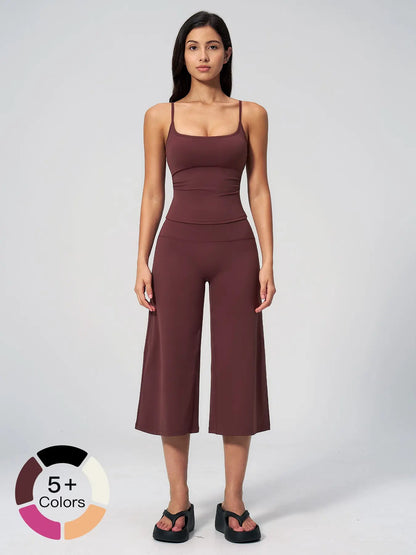 New Yoga Tank Top High Waist Quick-Dry Casual Mid-Length Pants Running Outdoor Yoga Set for Women, Comfortable and Stylish Activewear